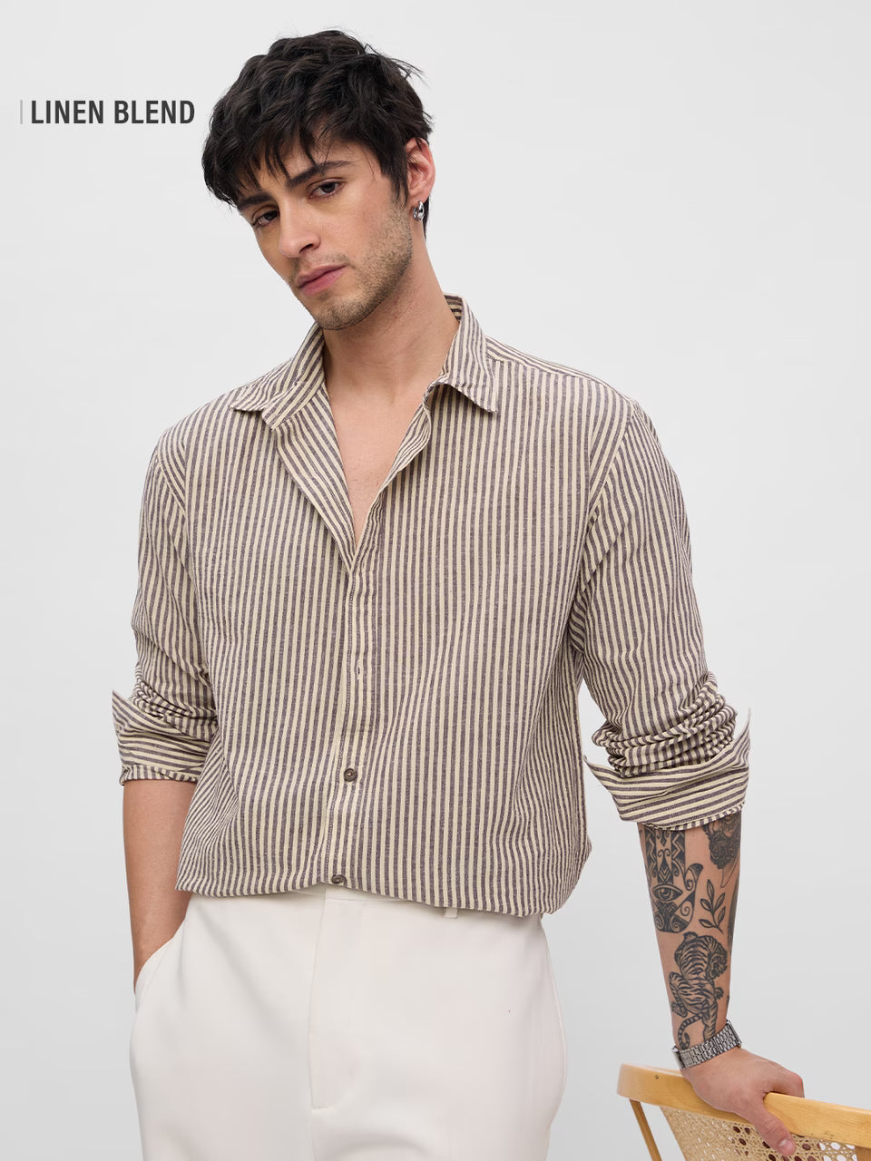 Cotton Linen: Striped Sienna