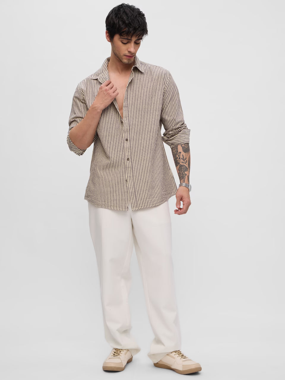 Cotton Linen: Striped Sienna